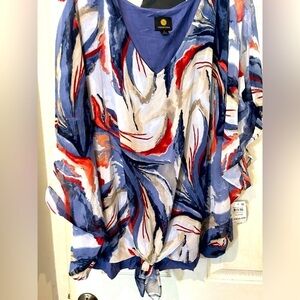 JM Collection NWT Layered Abstract Design Top